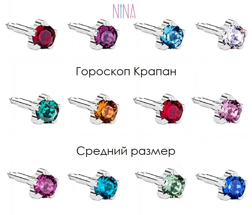 Серьги для прокола ушей NINA Гороскоп сталь крапан
